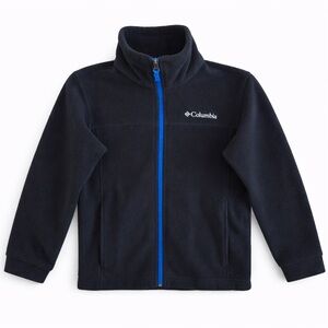 Columbia Kids Fleece Jacket Full Zip Fall Winter Outdoor Blue Zipper Black Small